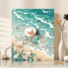GENERICO - Pintura Por Números 40x30 Mujer en la Playa