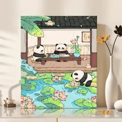 GENERICO - Pintura Por Números 40x30 Pandas