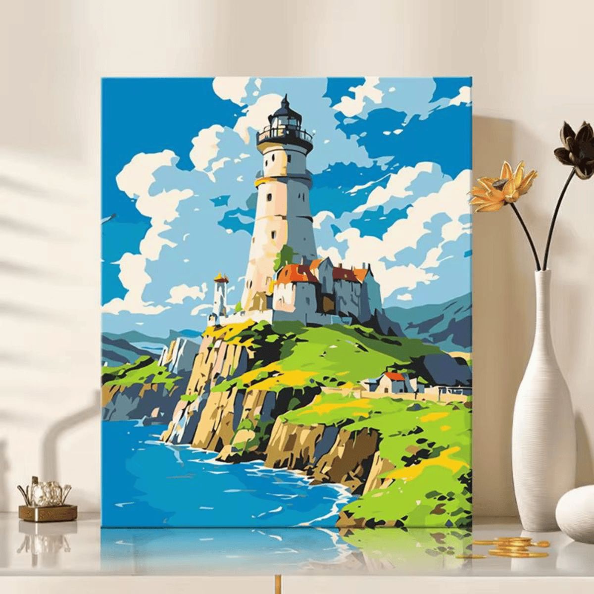 GENERICO - Pintura Por Números 40x30 Faro Estilo Ghibli