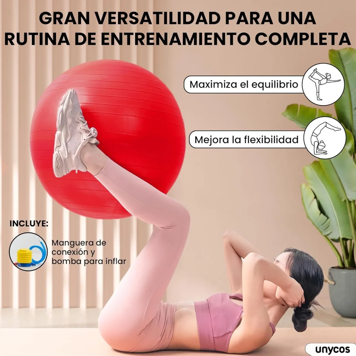 GENERICO - Balón de Pilates Yoga + Inflador Color Rojo