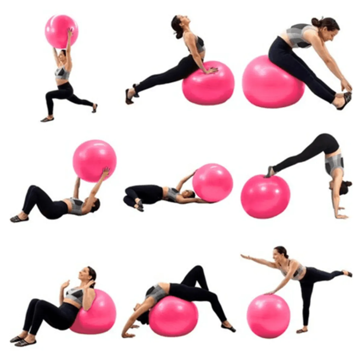 GENERICO - Balón de Pilates Yoga + Inflador Color Fucsia