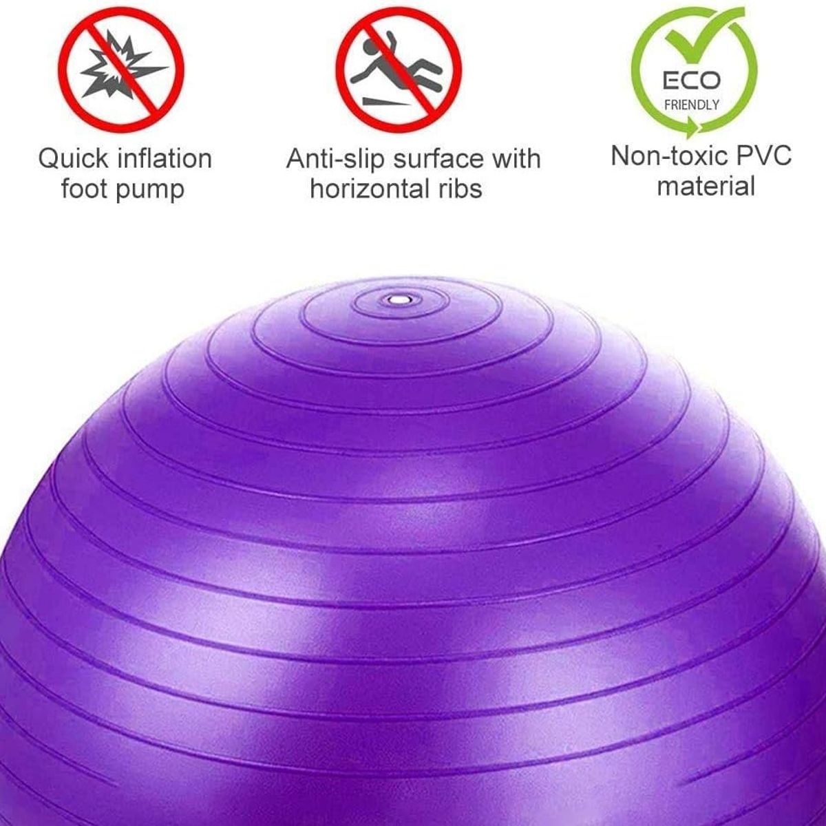 GENERICO - Balón de Pilates Yoga + Inflador Color Morado