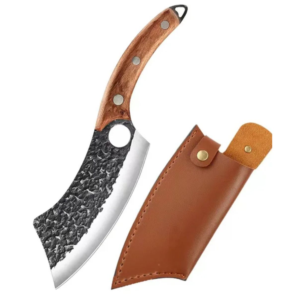 GENERICO - Cuchillo Para Asados Carnicero Duradero Mas Funda Marrón