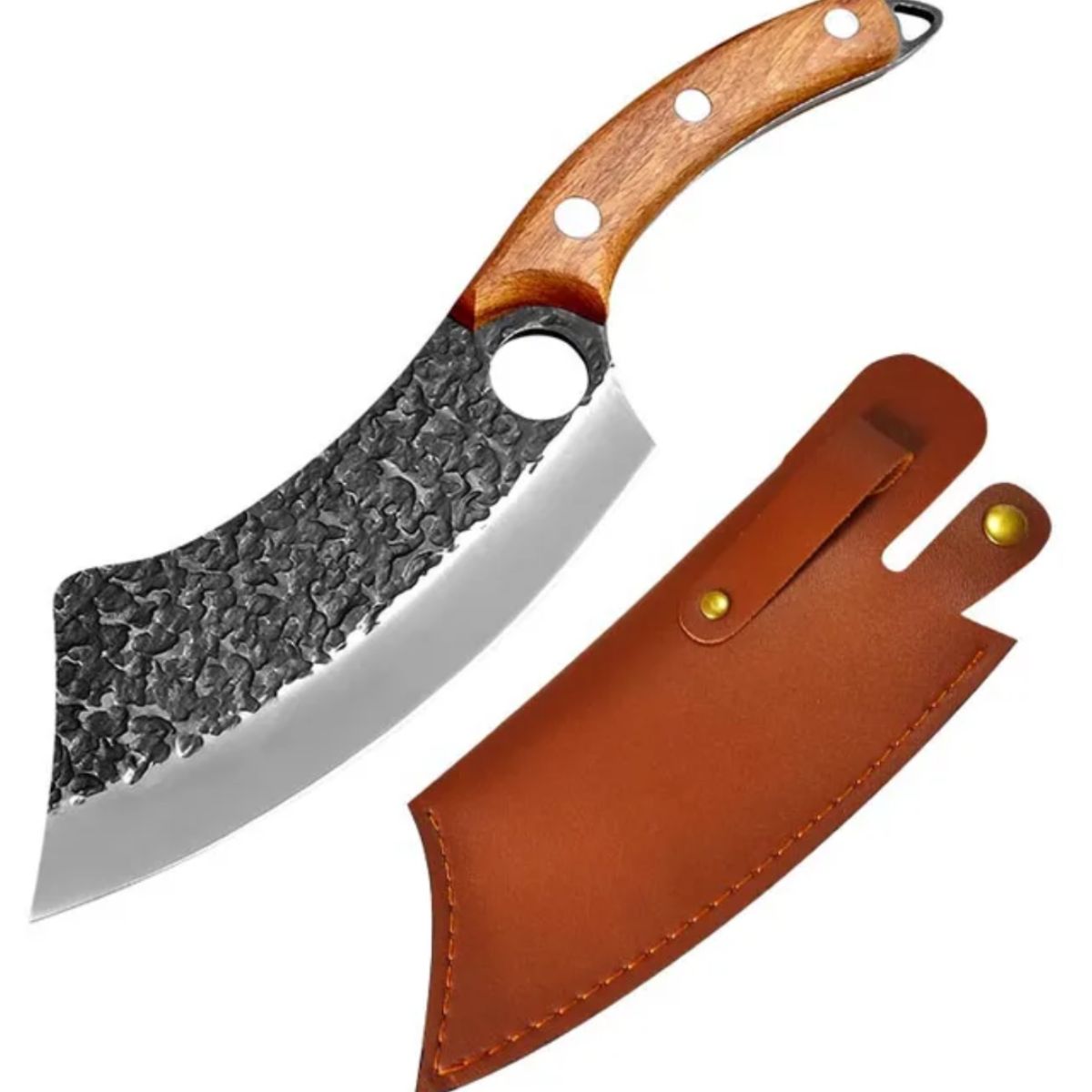 GENERICO - Cuchillo Para Asados Carnicero Duradero Mas Funda Marrón
