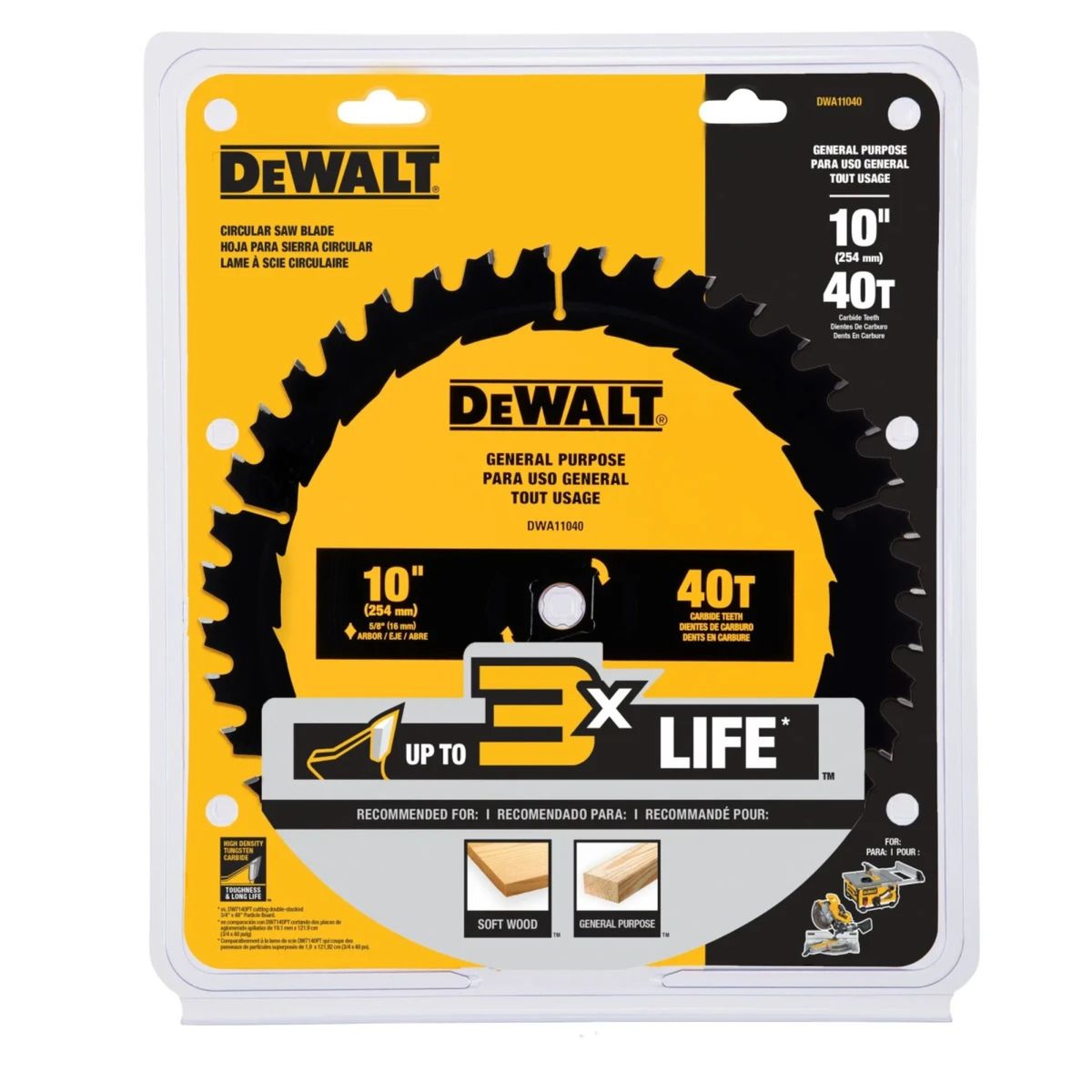 DEWALT - Disco Sierra 10" 40 Dientes Madera Dewalt DWA11040
