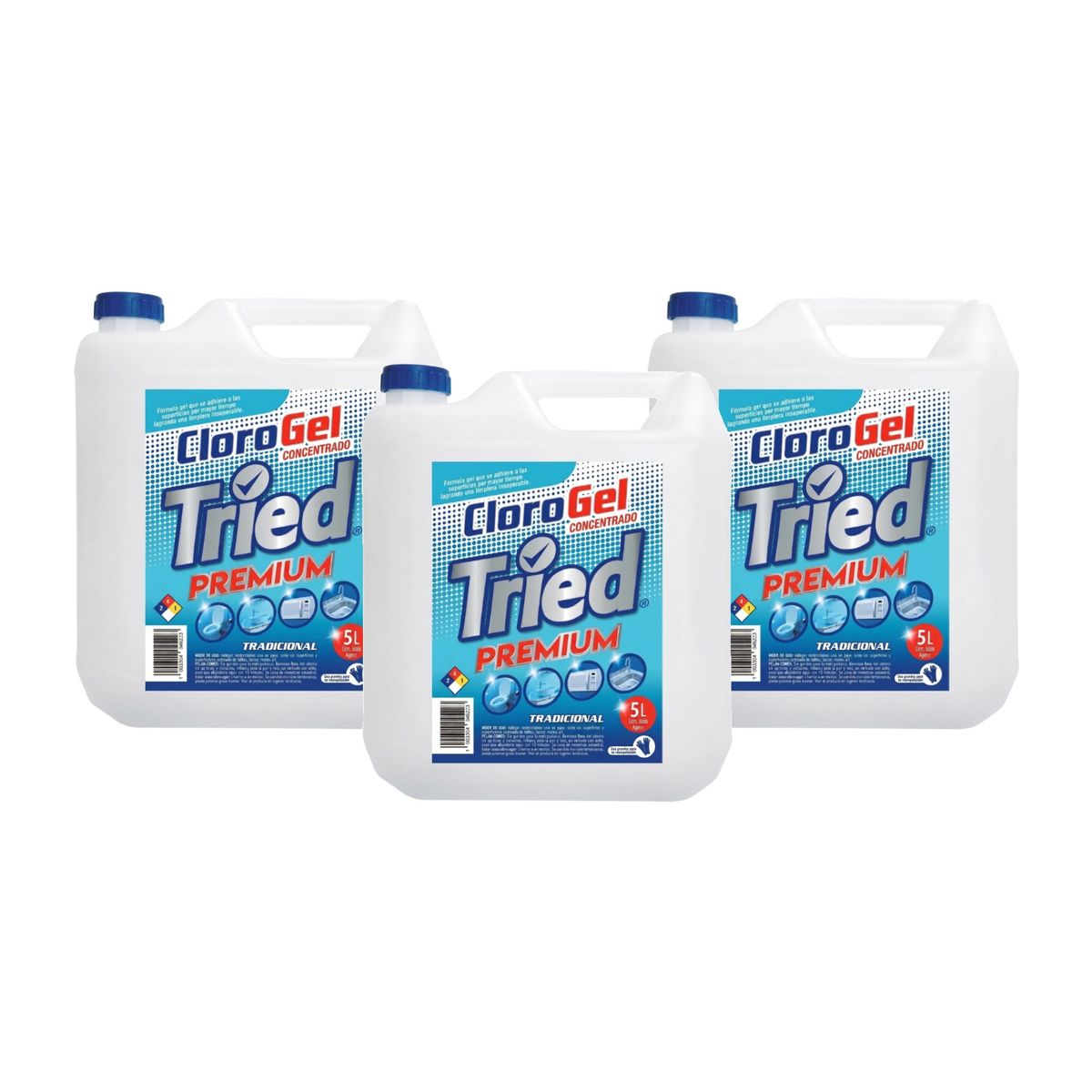GENERICO - Pack 3 Cloro Gel 5 Litros Concentrado Premium TRIED