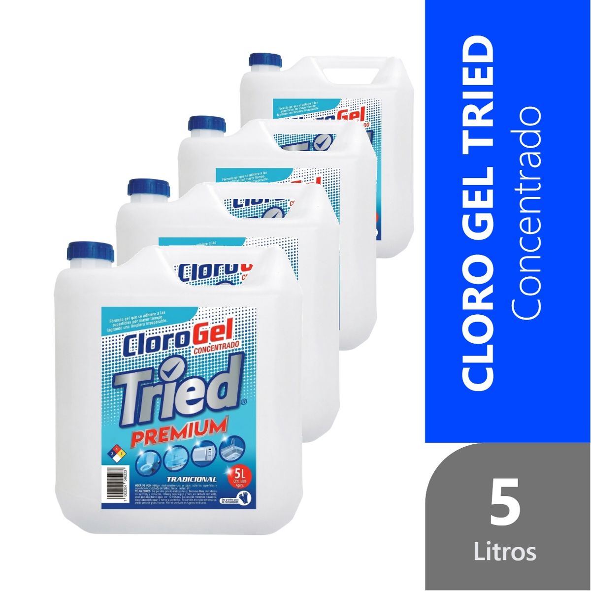 GENERICO - Pack 4 Cloro Gel 5 Litros Concentrado Premium TRIED