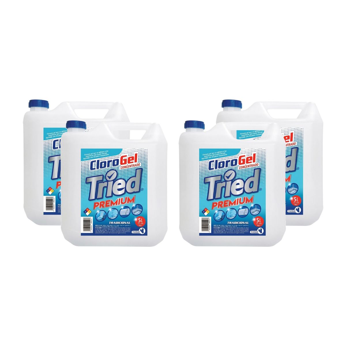 GENERICO - Pack 4 Cloro Gel 5 Litros Concentrado Premium TRIED