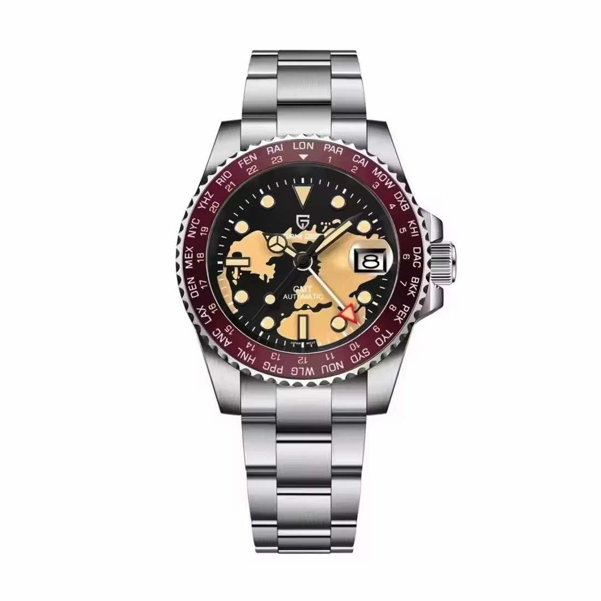 PAGANI - Reloj Pagani Design Automático Gmt Nh34 World Time Cristal Zafiro