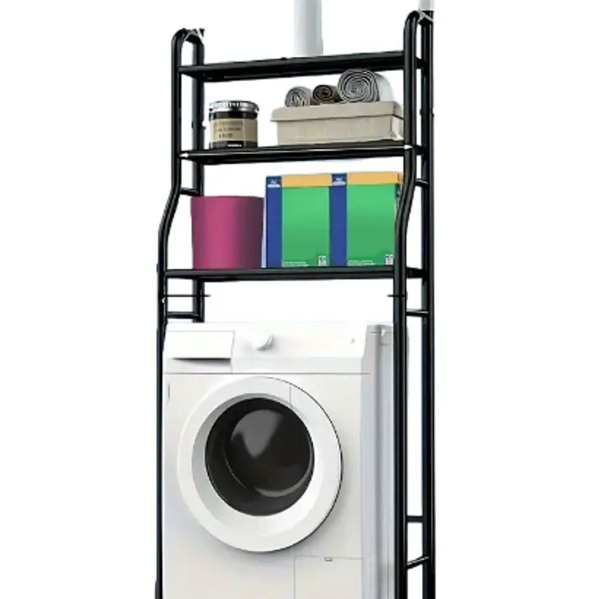 GENERICO - Organizador Estante De Lavadora Metálico Rack 3 Niveles Color Negro