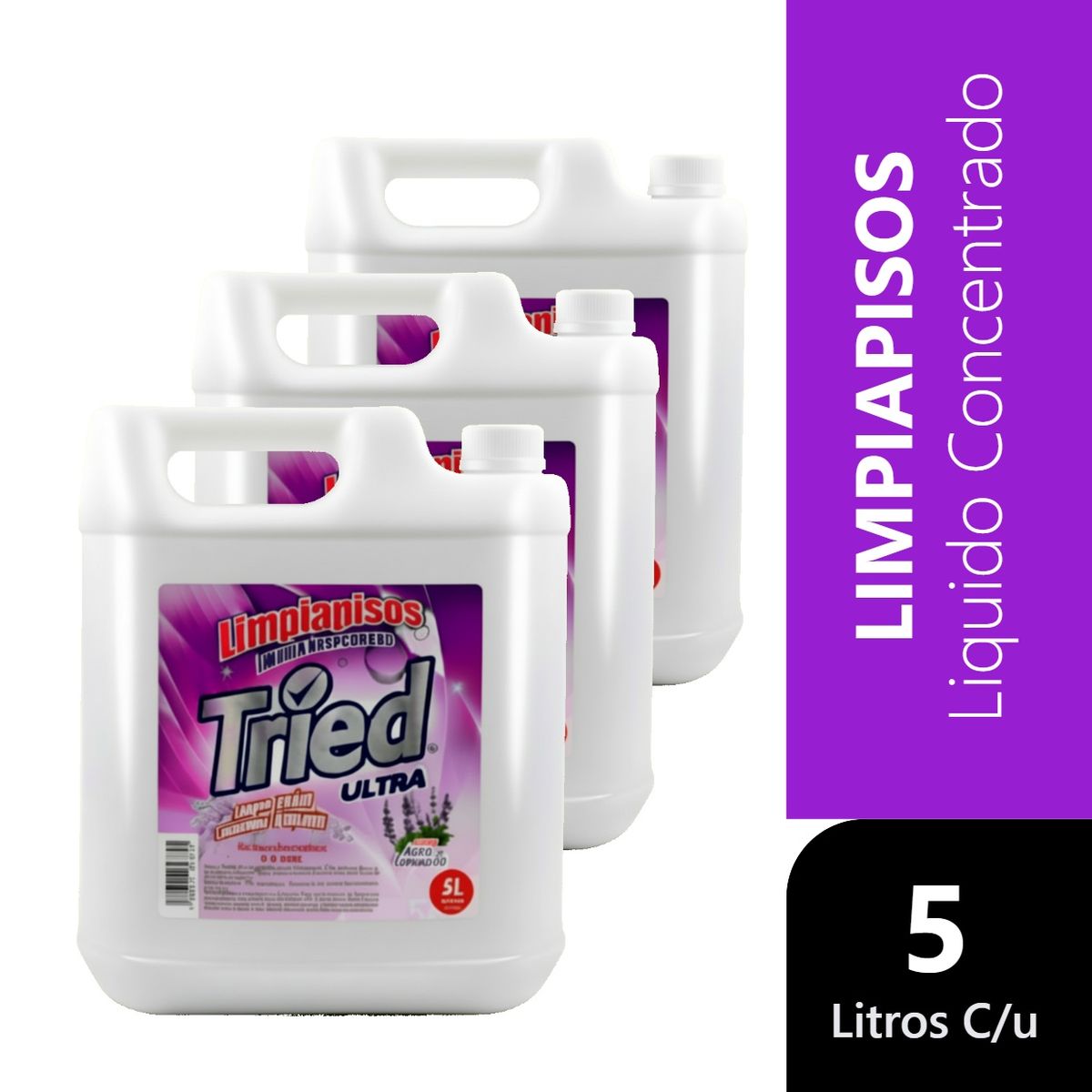 GENERICO - Pack 3 Limpiapisos Concentrado Lavanda 5 Litros TRIED