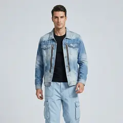 D'JOE - Chaqueta Mezclilla Destroyed Hombre Slim