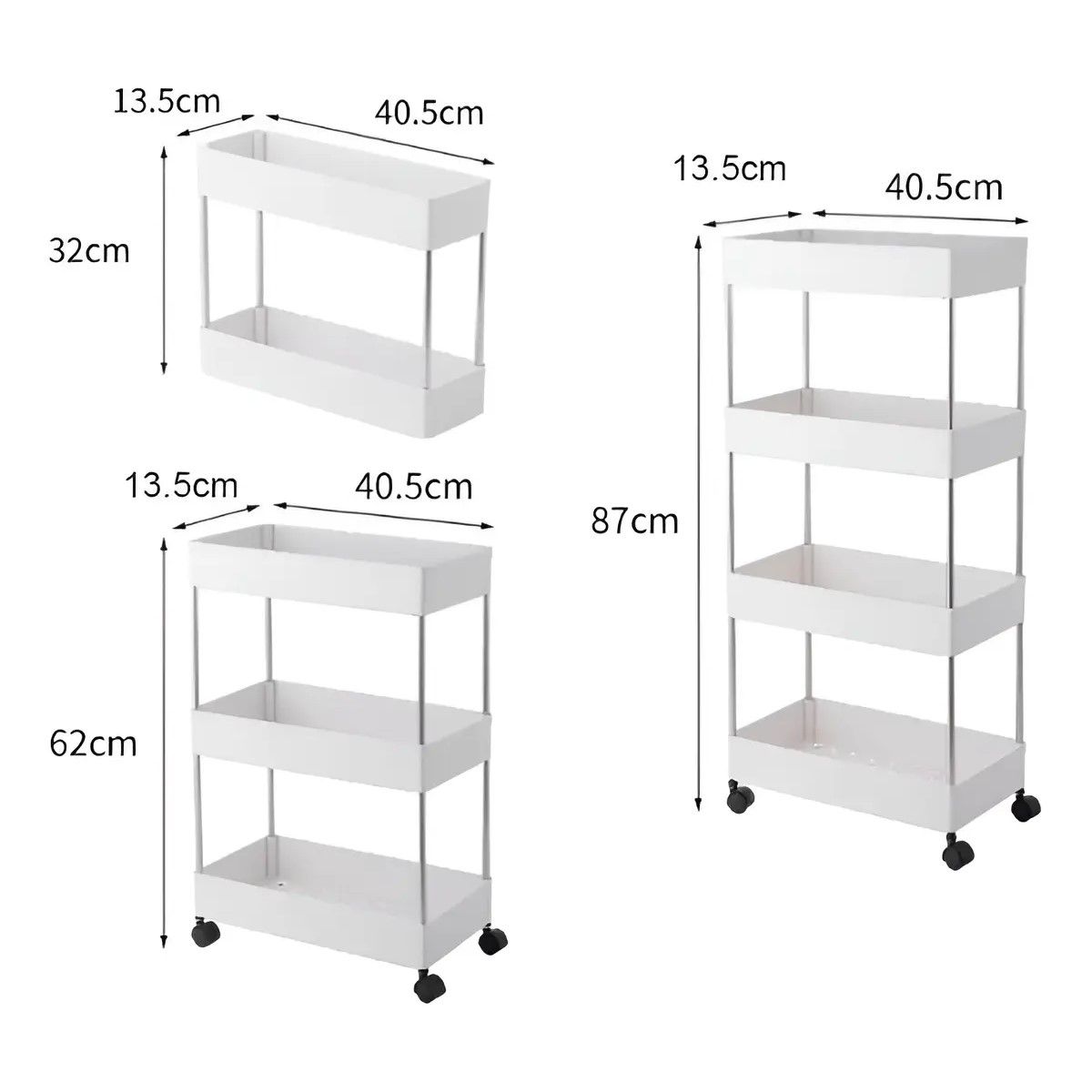 GENERICO - Estante Organizador Baño 4 Niveles Carrito Multifuncional Color Blanco BELUG