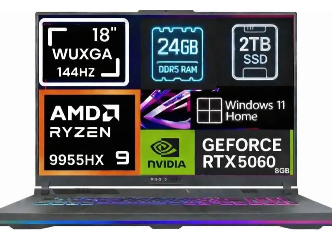 NOTEBOOK Rog Strix G18 2025 18" FHD+ 144HZ AMD Ryzen 9 9955hx SSD 2tb 24gb Rtx 5060 8gGB