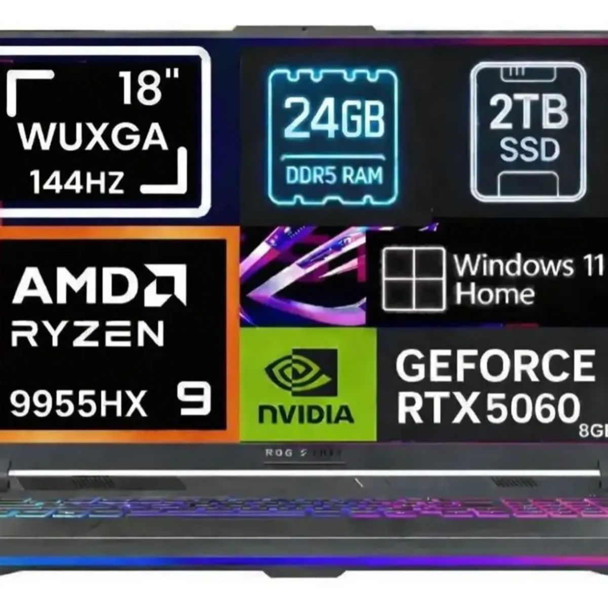 ASUS - NOTEBOOK Asus Rog Strix G18 2025 18" FHD+ 144HZ AMD Ryzen 9 9955hx SSD 2tb 24gb Rtx 5060 8gGB