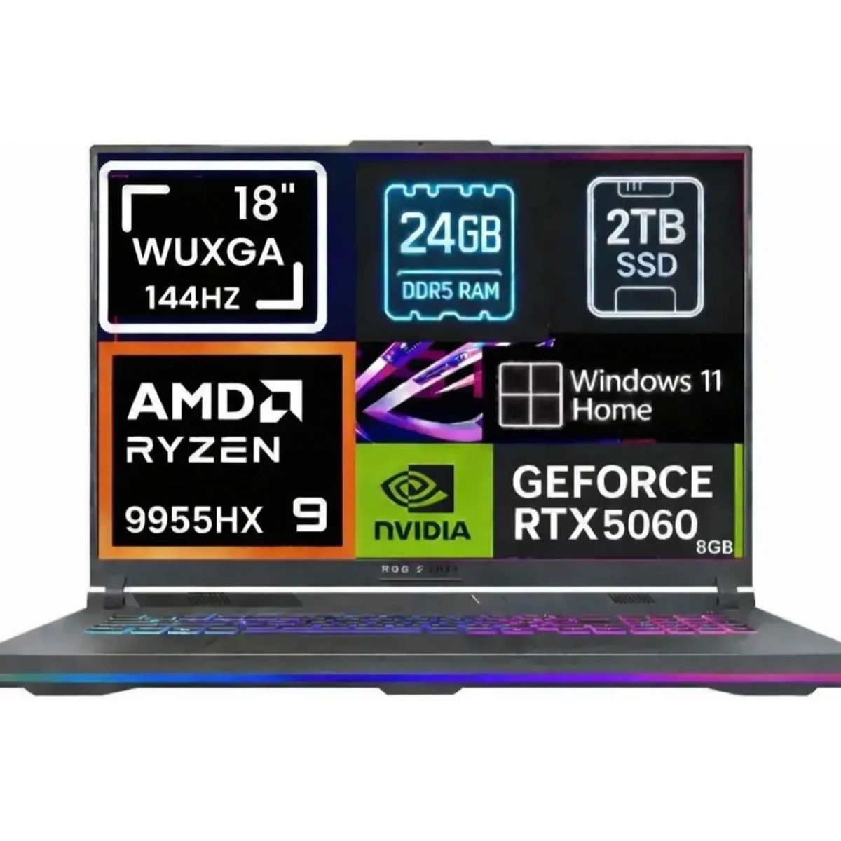 ASUS - NOTEBOOK Asus Rog Strix G18 2025 18" FHD+ 144HZ AMD Ryzen 9 9955hx SSD 2tb 24gb Rtx 5060 8gGB