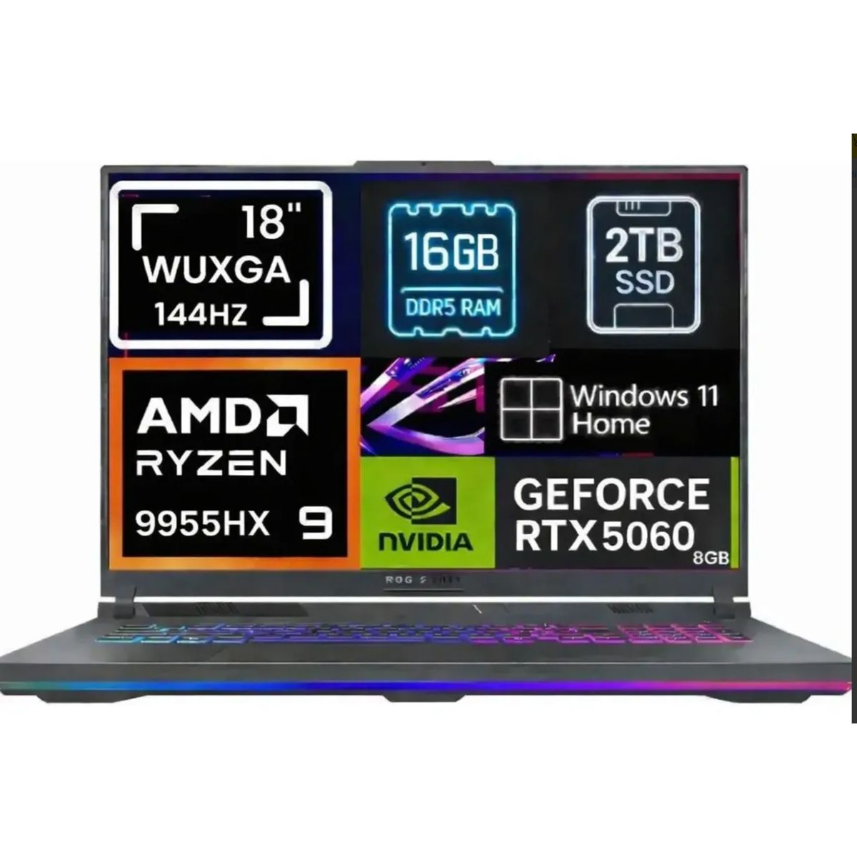 ASUS - NOTEBOOK Asus Rog Strix G18 2025 18" FHD+ 144HZ AMD Ryzen 9 9955hx SSD 2tb 16gb Rtx 5060 8gGB