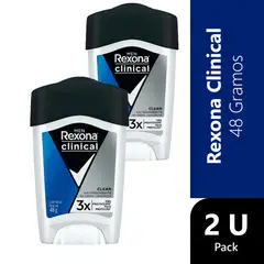 REXONA - Pack 2 Men Clinical Desodorante Crema Clean 48 g