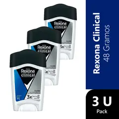 REXONA - Pack 3 Men Clinical Desodorante Crema Clean 48 g