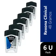 REXONA - Pack 6 Men Clinical Desodorante Crema Clean 48 g