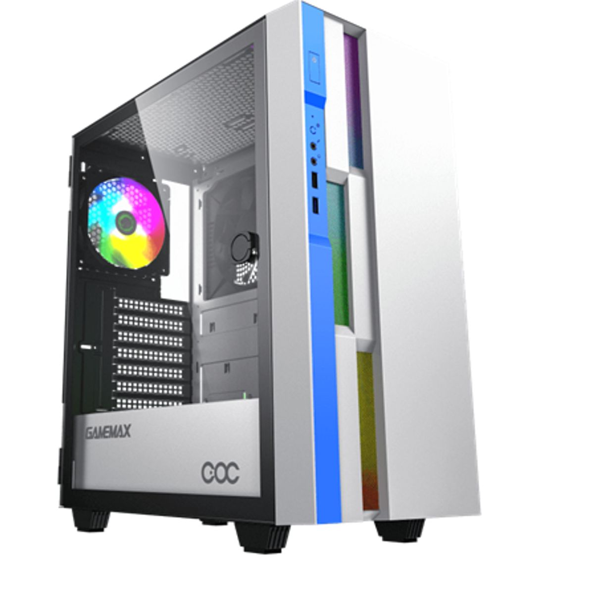 GAMEMAX - GABINETE GAMER GAMEMAX BRUFEN C3  COC WHITE/BLUE ATX