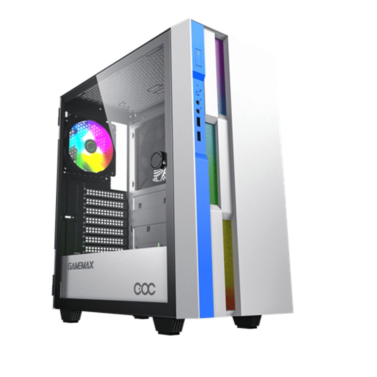 GAMEMAX - GABINETE GAMER GAMEMAX BRUFEN C3  COC WHITE/BLUE ATX