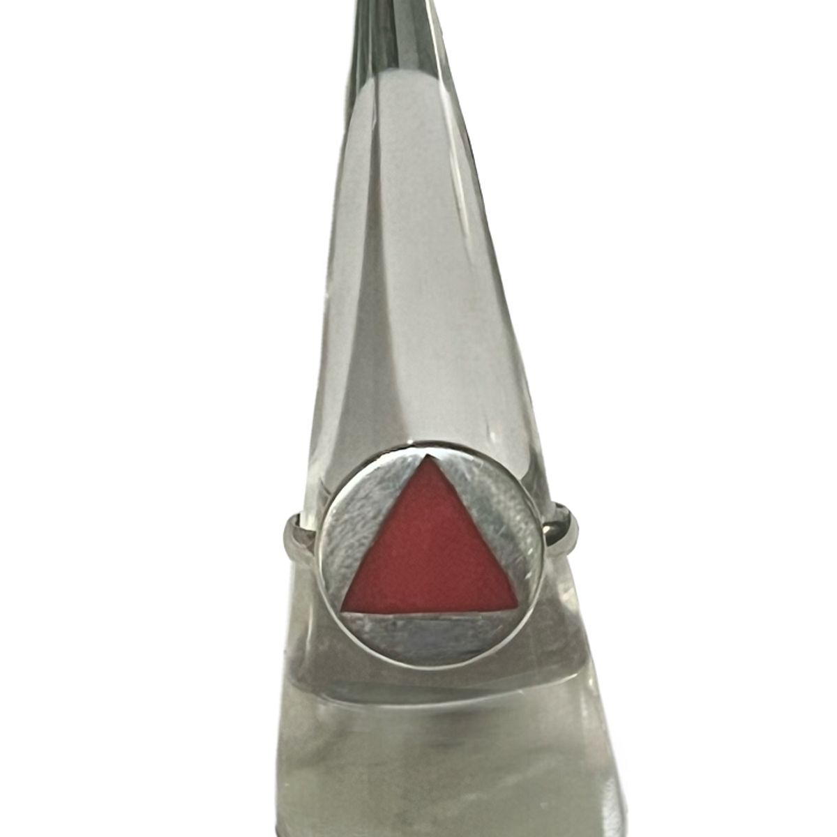 TAETHAI - Anillo plata 925, figura triángulo coral incrustado