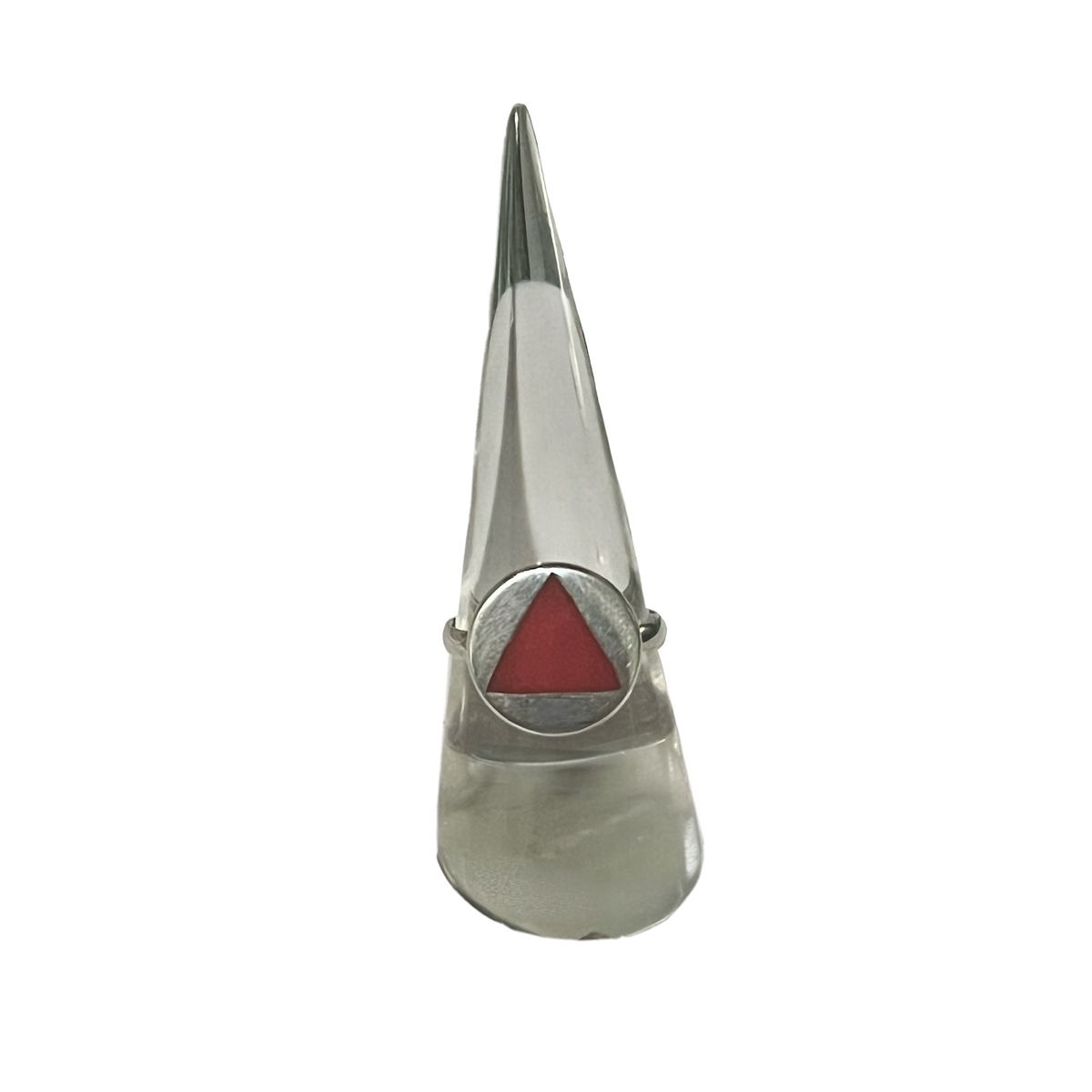 TAETHAI - Anillo plata 925, figura triángulo coral incrustado