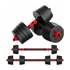 GENERICO - Set Mancuernas Ajustables 20kg + Barra Unible - Pesas 2 en 1 Para Entrenamiento en Casa