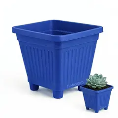 GENERICO - Macetero Plástico Cuadrado Azul 22 cm