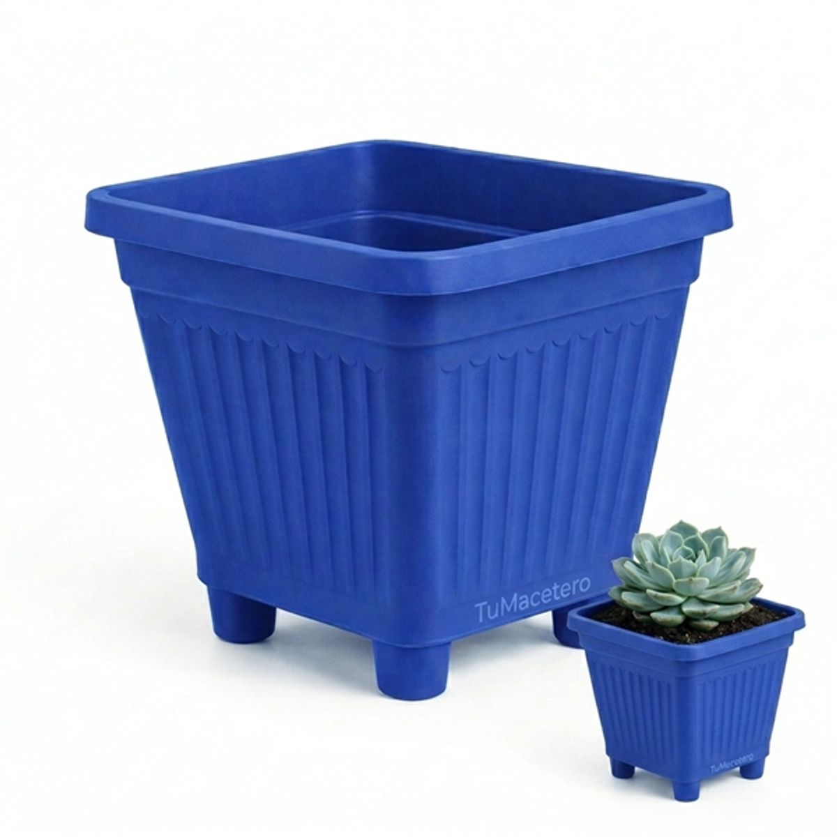 GENERICO - Pack 10 Maceteros Plástico Cuadrado Azul 22 cm