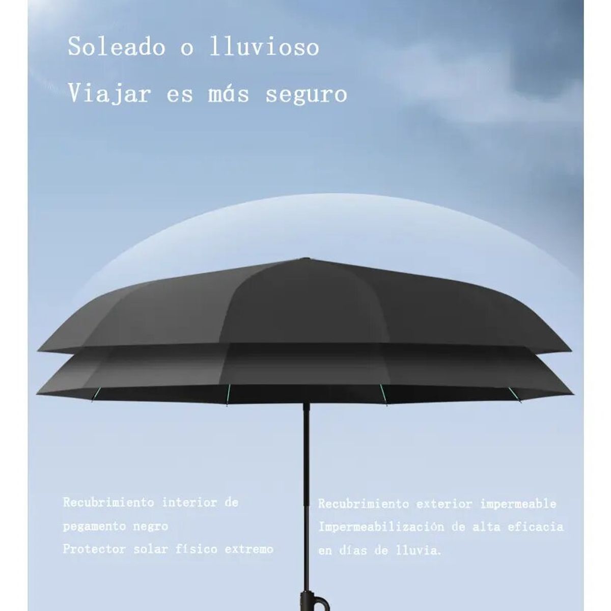 GENERICO - Plegable Paraguas Automático Antivendaval 20 Huesos Colgable