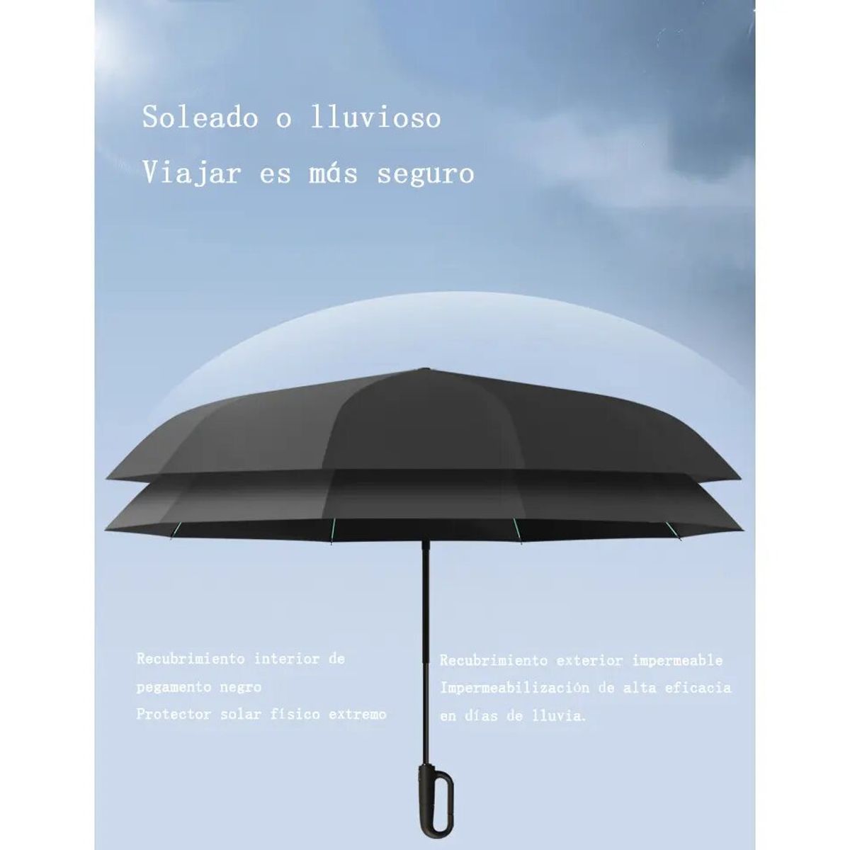 GENERICO - Plegable Paraguas Automático Antivendaval 20 Huesos Colgable