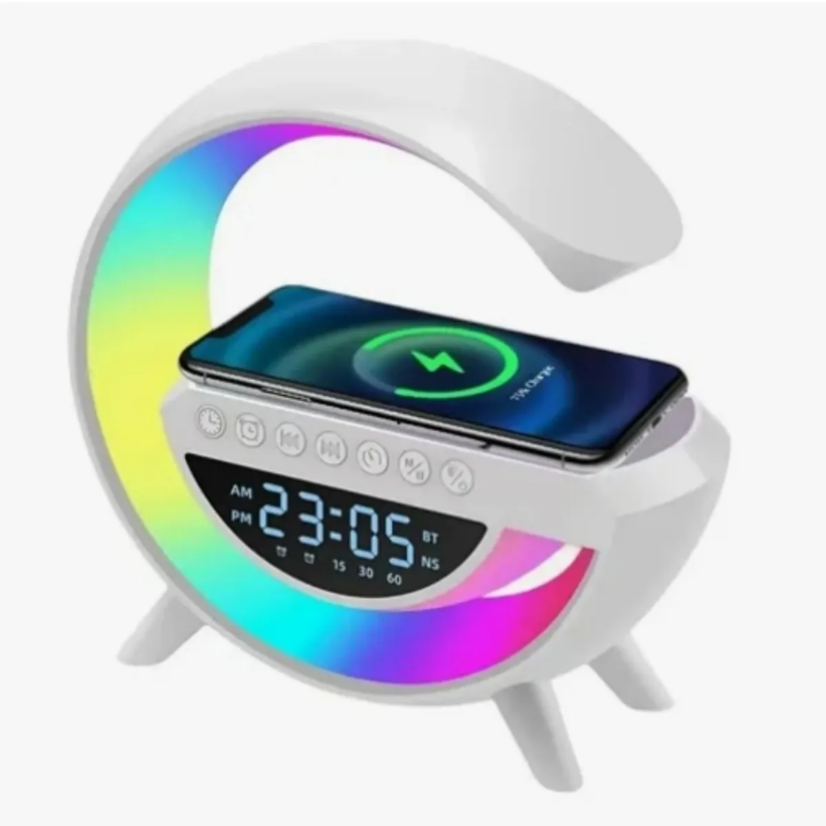 GENERICO - Lampara G Inteligente Cargador Reloj Altavoz Radio Luz Color