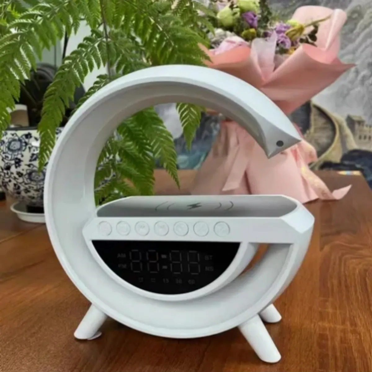 GENERICO - Lampara G Inteligente Cargador Reloj Altavoz Radio Luz Color