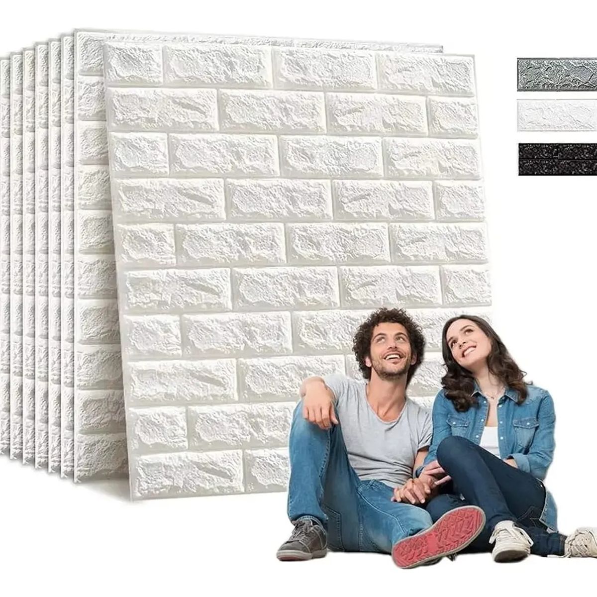 GENERICO - Lamina Para Mural De Vinilo Ladrillo Blanco 3d Pack De 10