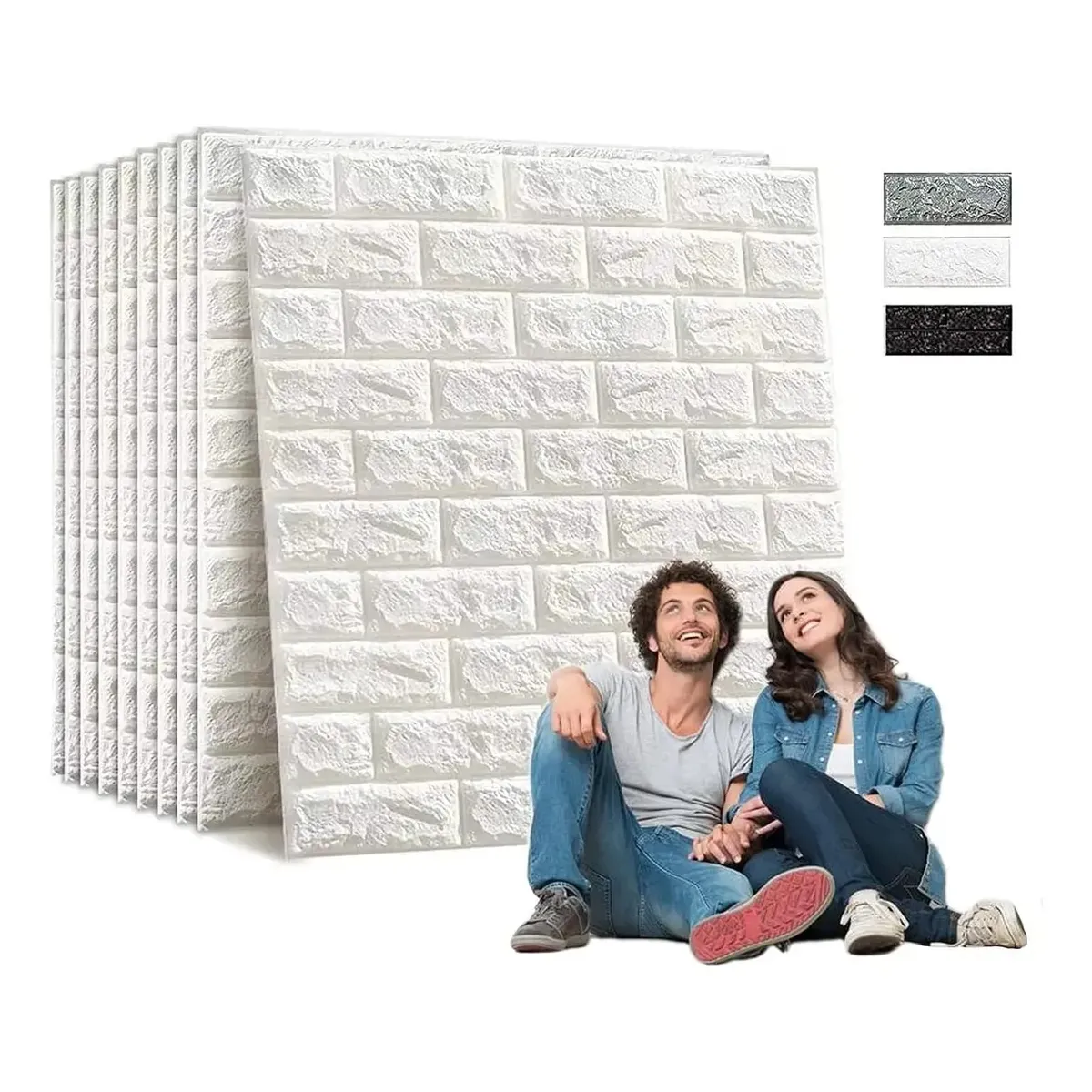 GENERICO - Lamina Para Mural De Vinilo Ladrillo Blanco 3d Pack De 10