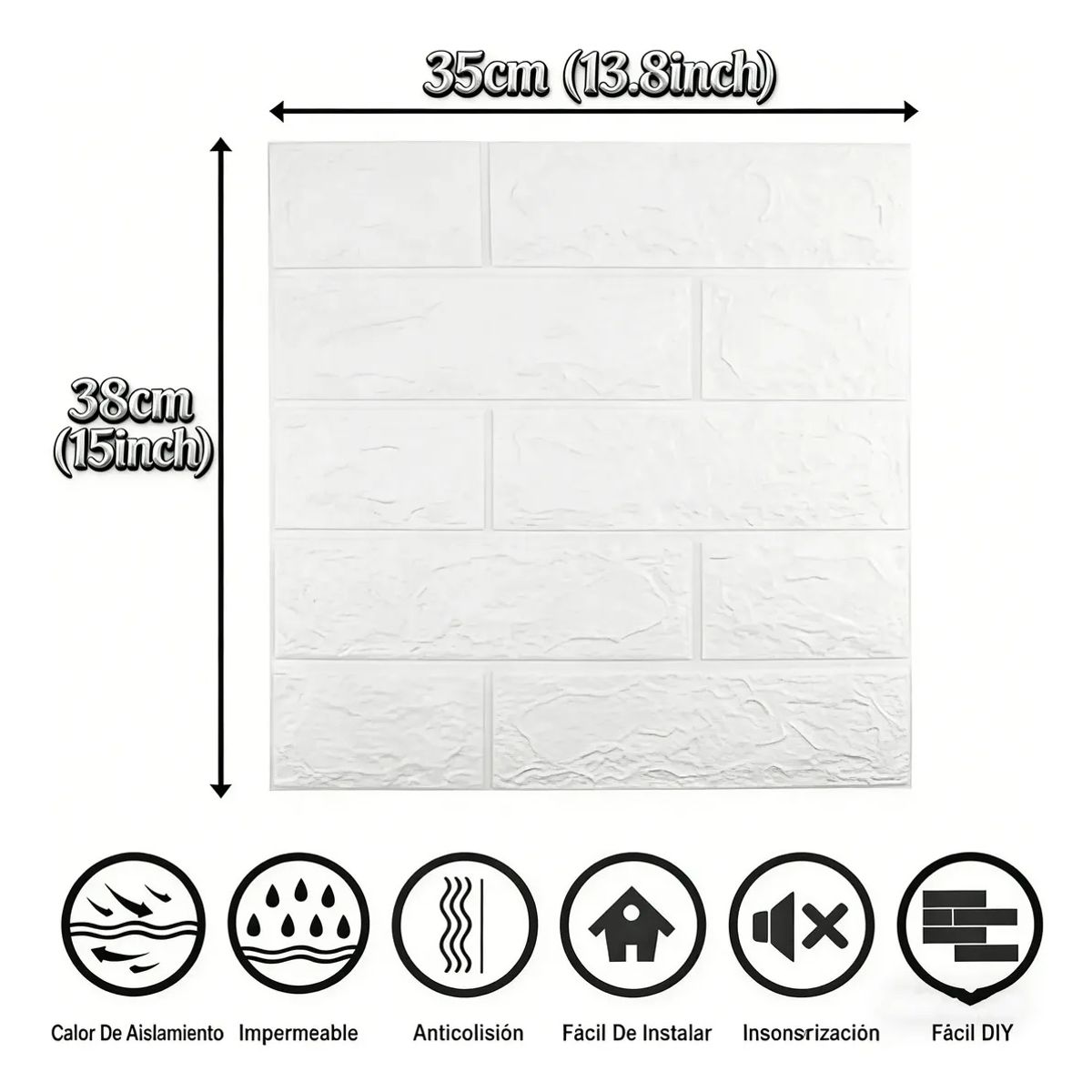 GENERICO - Lamina Para Mural De Vinilo Ladrillo Blanco 3d Pack De 10