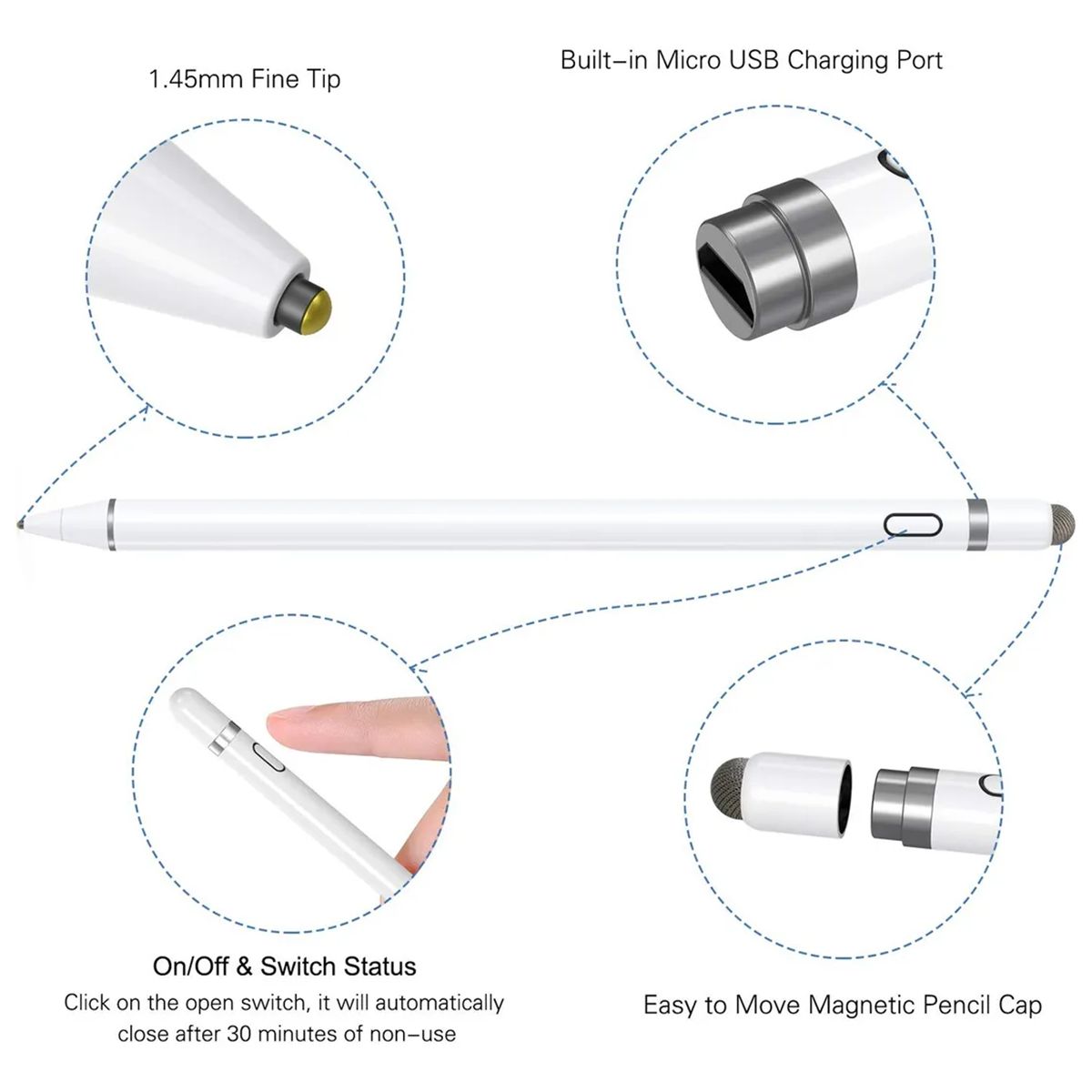 GENERICO - Lápiz Pencil Blanco Capacitivo Para Ipad Samsung Lenovo