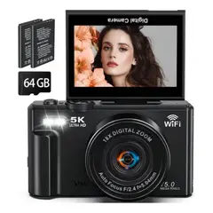 METEX - Cámara Digital 5k 75mp Wifi Con Pantalla Lcd Giratoria