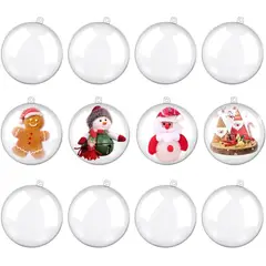 GENERICO - Pack 12 Esferas Acrílico Para Rellenar Y Decorar Navidad 8cm