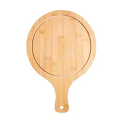 GENERICO - Tabla Madera Circular Con Asa 28x40cm