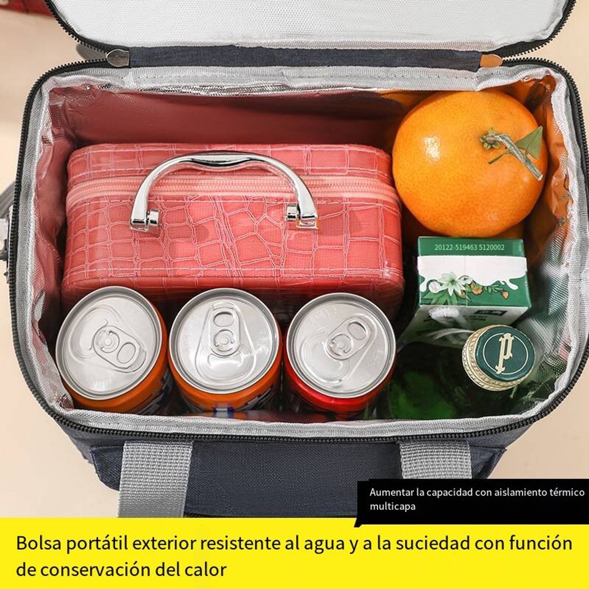 GENERICO - Bolsa de lonchera de doble capa bolsa aislantemultifuncional bolsa de almuerzo impermeable
