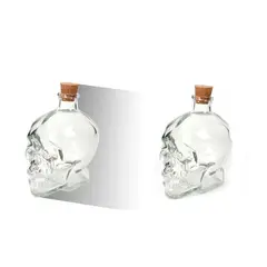 GENERICO - BOTELLA DE VIDRIO FORMA DE CALAVERA 750ML TAPA DE CORCHO