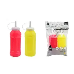 GENERICO - SET DE 2 BOTELLAS DE PLÁSTICO PARA SALSAS 300ml
