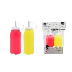 GENERICO - SET DE 2 BOTELLAS DE PLÁSTICO PARA SALSAS 330ml
