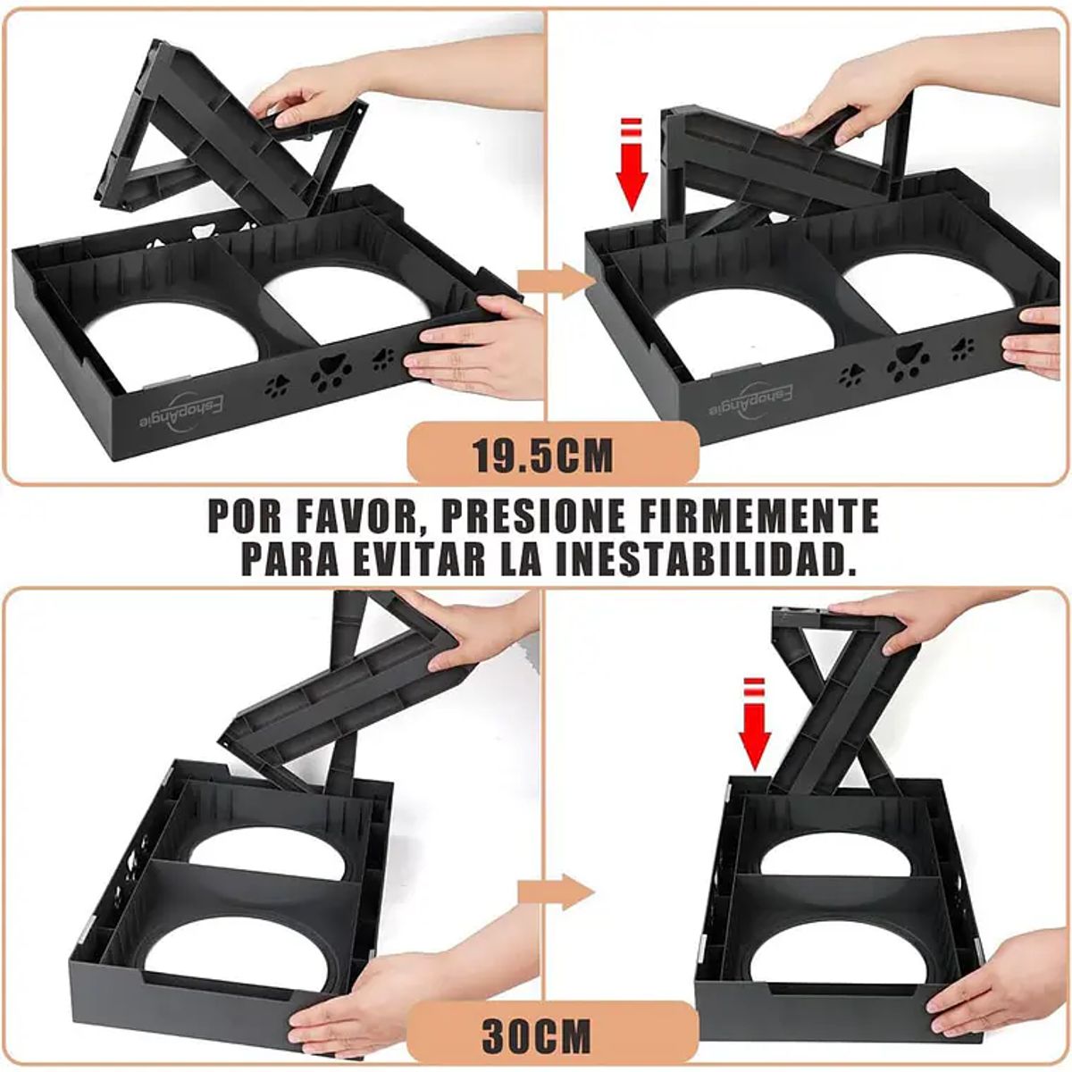 GENERICO - Comedero-bebedero Para Perros Altura Ajustable - Plato Acero