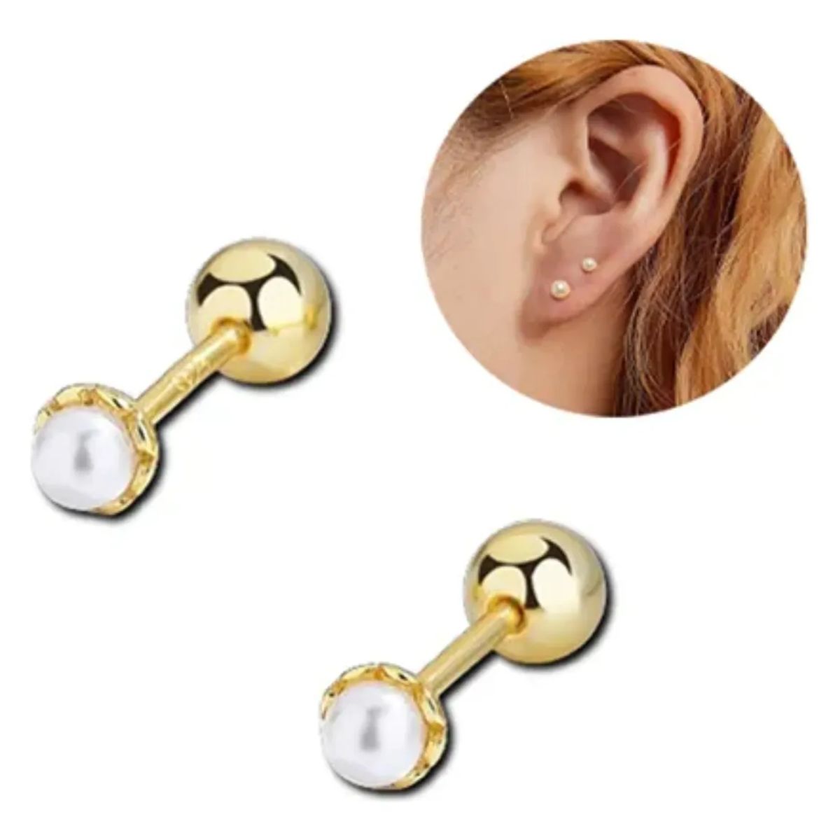 GENERICO - Aros 18 Kilates (18k) Para Bebe Atornillados