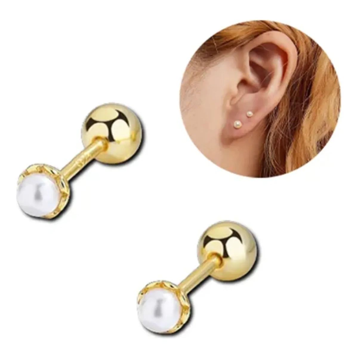 GENERICO - Aros 18 Kilates (18k) Para Bebe Atornillados