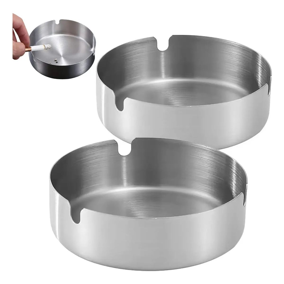 GENERICO - Pack 2 Cenicero Acero Inoxidable Bar Restaurant Hogar 12 Cm